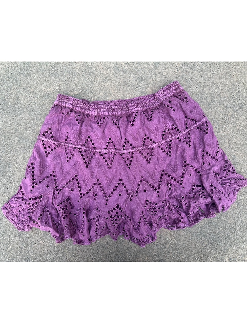 Free People Purple Eyelet Ruffle Mini Skirt